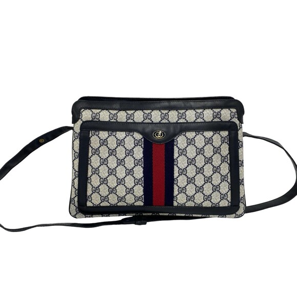 GUCCI Handbags - GUCCI Old Gucci Sherry Line GG Logo Pattern Leather Shoulder Bag/Sacoche - Na...